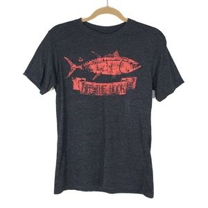 Grey Whale Outfitters Gray 'Off the Hook' T-shirt, Men's Small